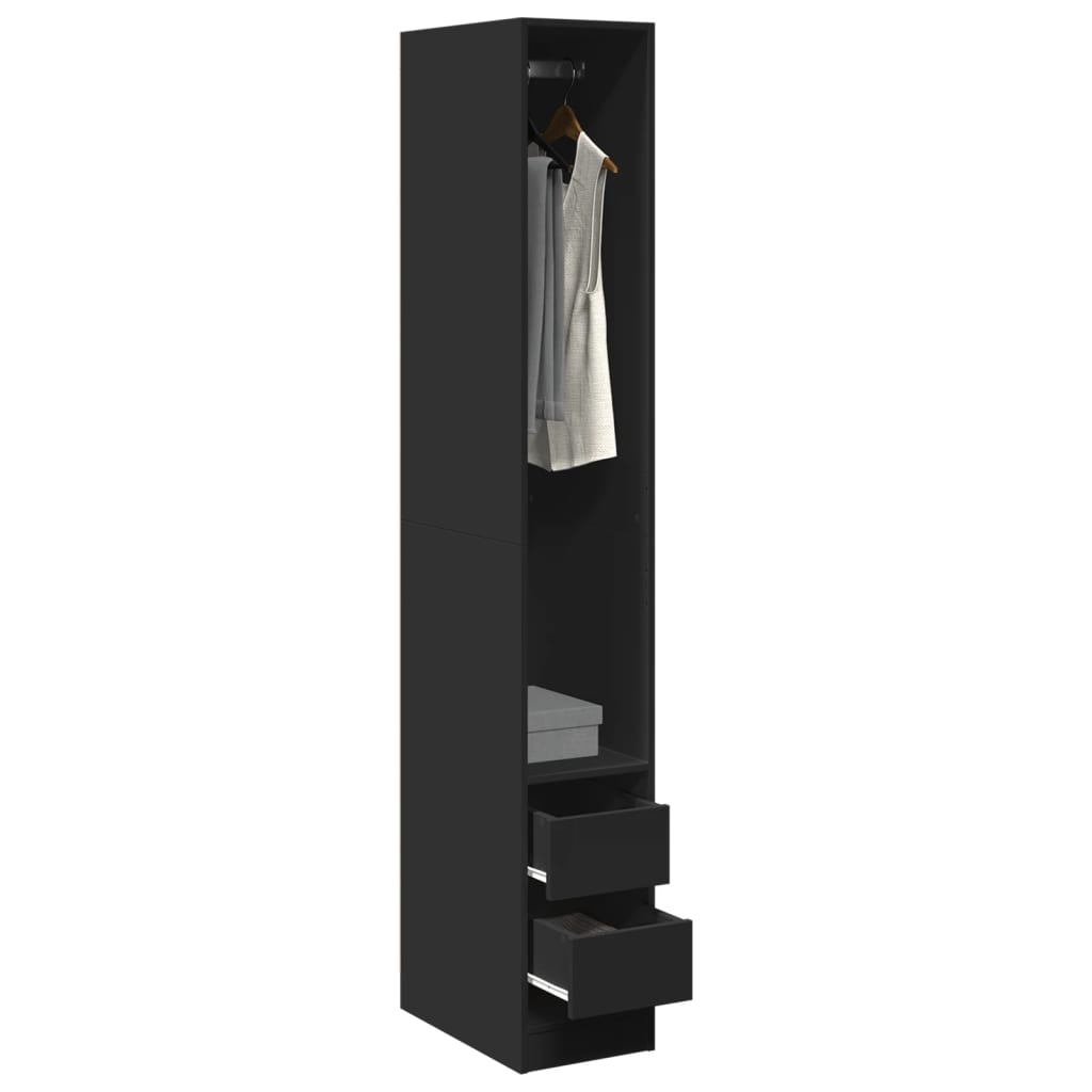 Wardrobe Black 30X50X200 Cm Engineered Wood