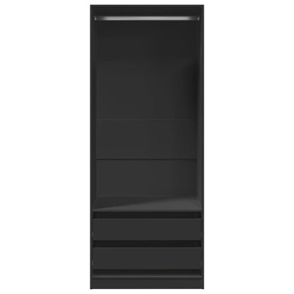 Wardrobe Black 80X50X200 Cm Engineered Wood