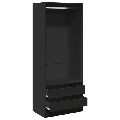 Wardrobe Black 80X50X200 Cm Engineered Wood