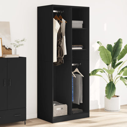 Wardrobe Black 80X50X200 Cm Engineered Wood