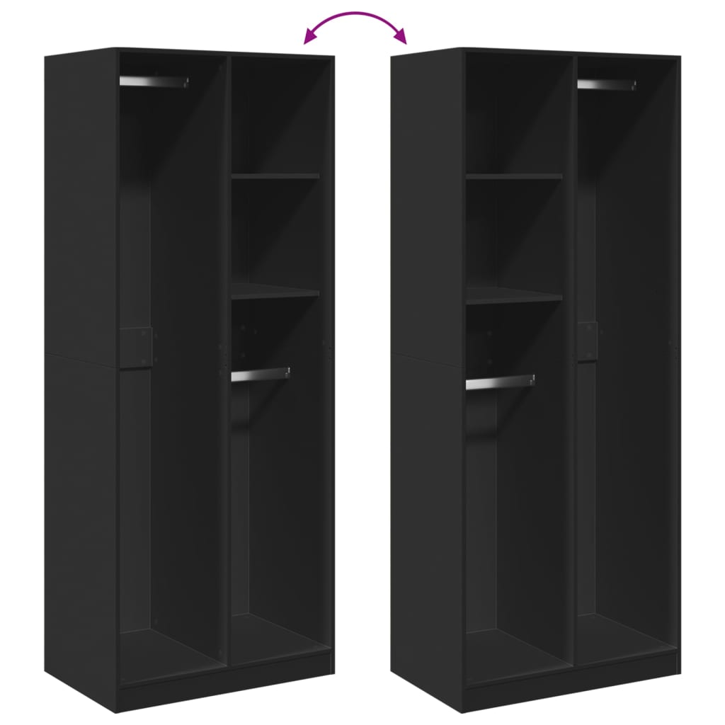 Wardrobe Black 80X50X200 Cm Engineered Wood