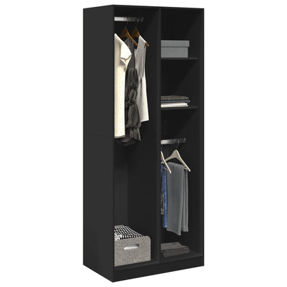 Wardrobe Black 80X50X200 Cm Engineered Wood