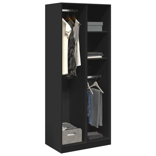 Wardrobe Black 80X50X200 Cm Engineered Wood