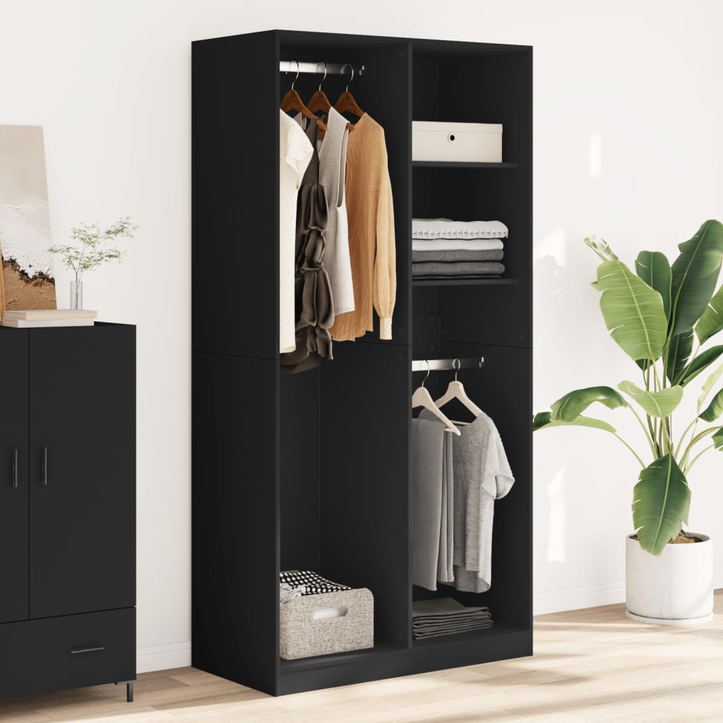 Wardrobe Black 100X50X200 Cm Engineered Wood