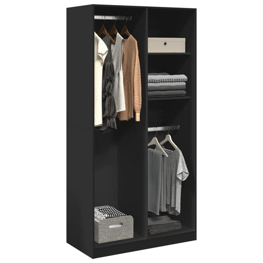 Wardrobe Black 100X50X200 Cm Engineered Wood