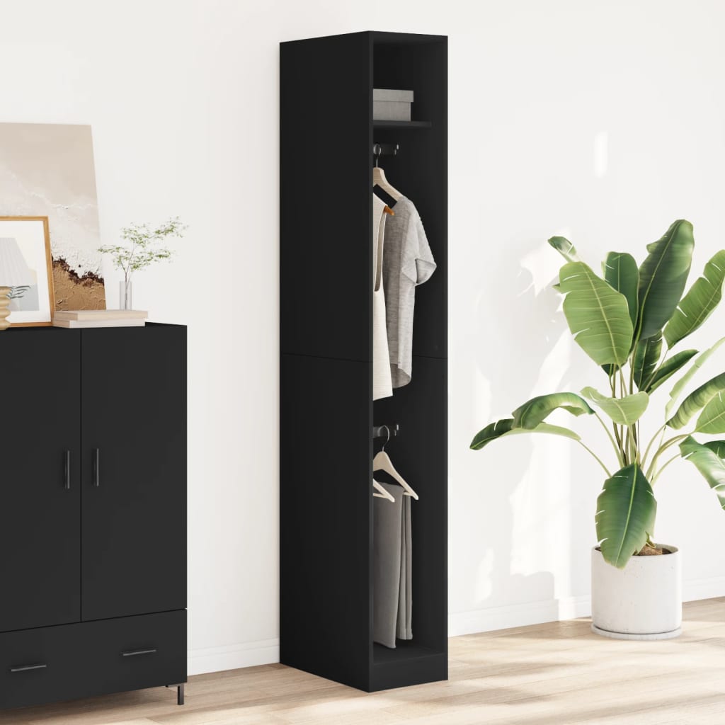 Wardrobe Black 30X50X200 Cm Engineered Wood