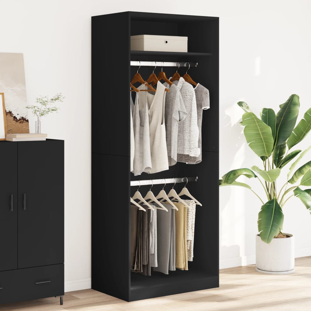 Wardrobe Black 80X50X200 Cm Engineered Wood