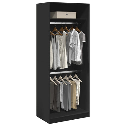 Wardrobe Black 80X50X200 Cm Engineered Wood