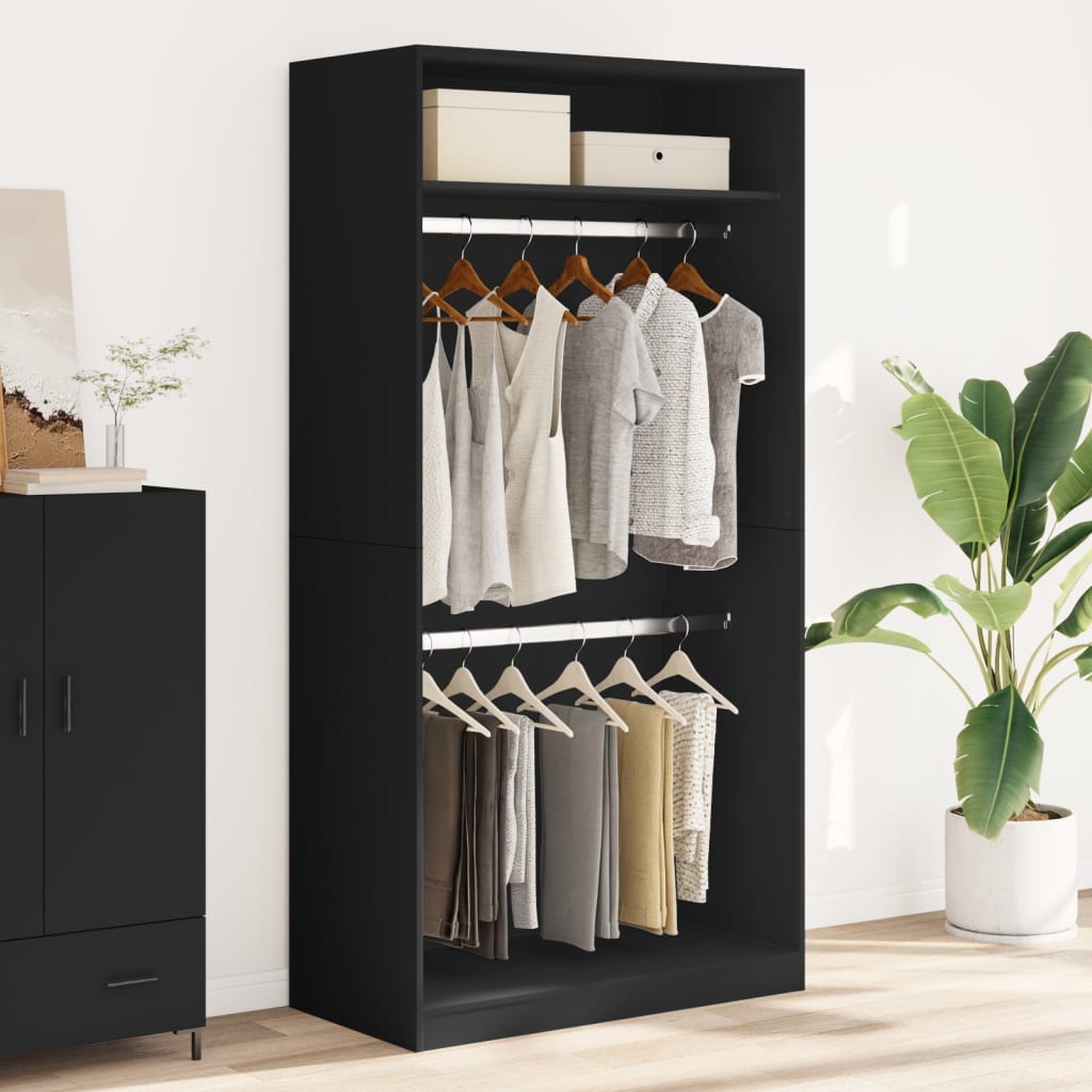 Wardrobe Black 100X50X200 Cm Engineered Wood