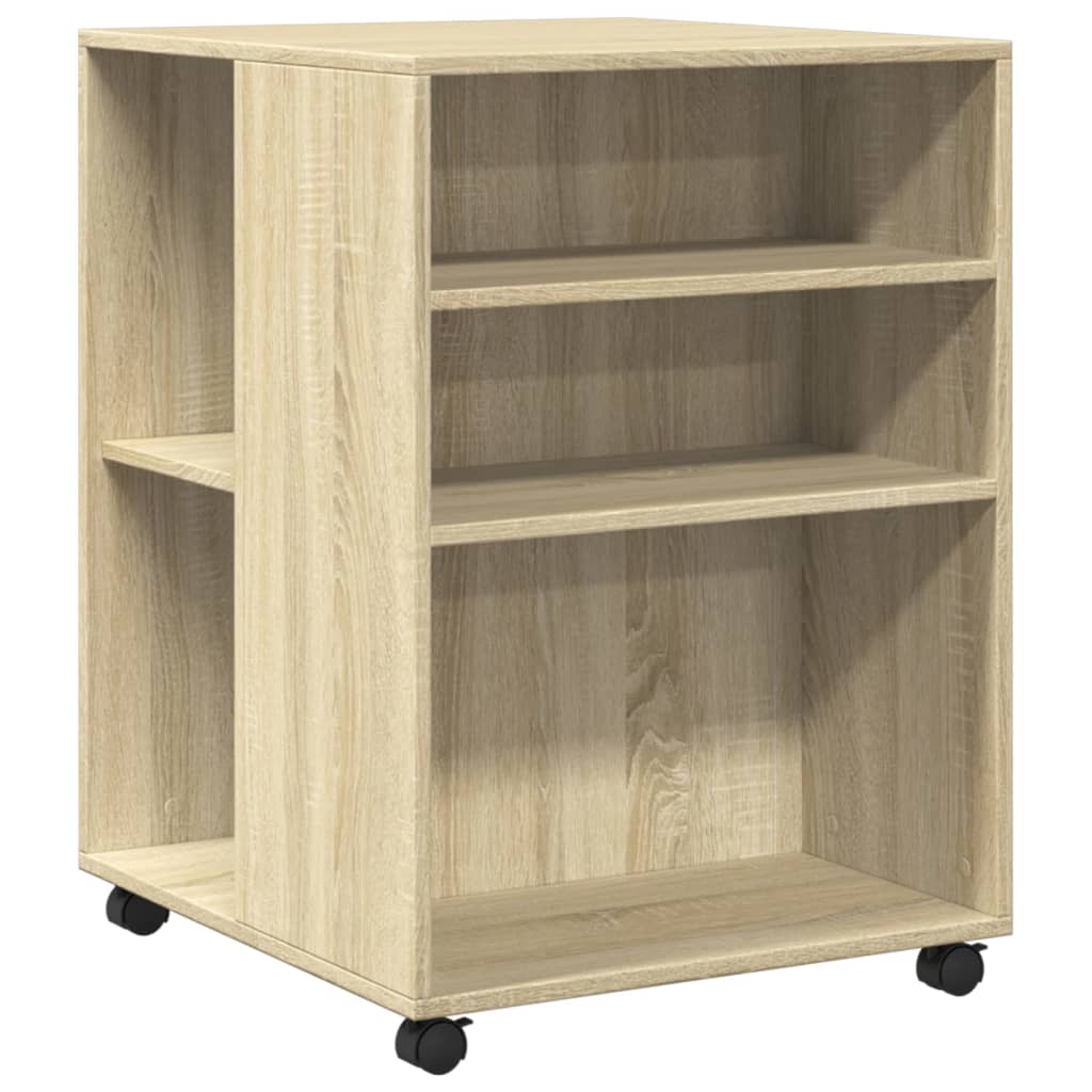 Side Table With Wheels Sonoma Oak 55X60X78 Cm Engineered Wood