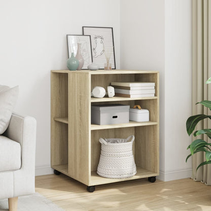 Side Table With Wheels Sonoma Oak 55X60X78 Cm Engineered Wood