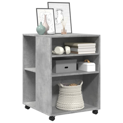 Side Table With Wheels Concrete Grey 55X60X78 Cm Engineered Wood