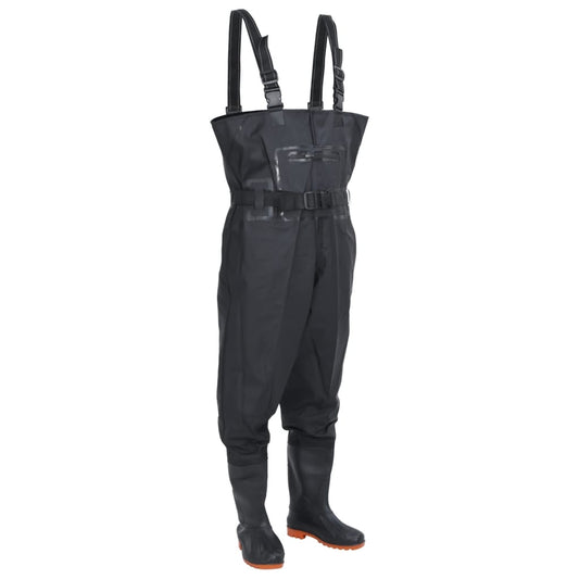 Chest Waders With Boots And Belt Black Size 38