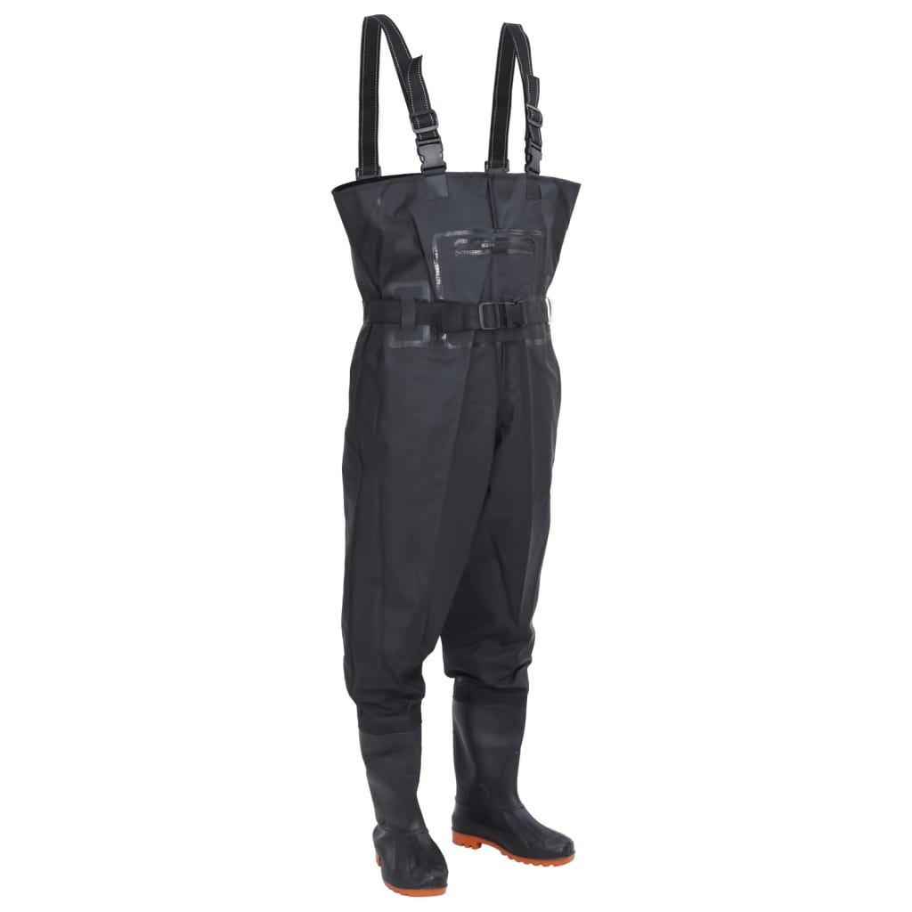 Chest Waders With Boots And Belt Black Size 45