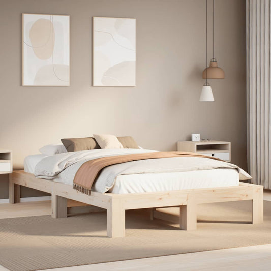 Bed Frame Without Mattress 120X190 Cm Small Double Solid Wood Pine