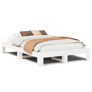 Bed Frame Without Mattress White 120X190 Cm Small Double Solid Wood Pine