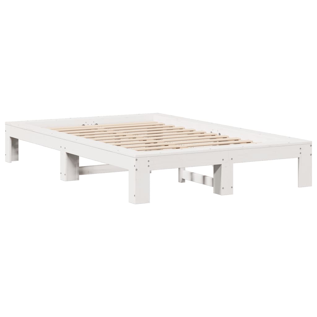 Bed Frame Without Mattress White 120X190 Cm Small Double Solid Wood Pine