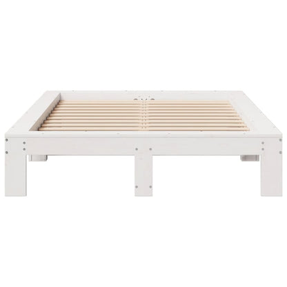 Bed Frame Without Mattress White 120X190 Cm Small Double Solid Wood Pine