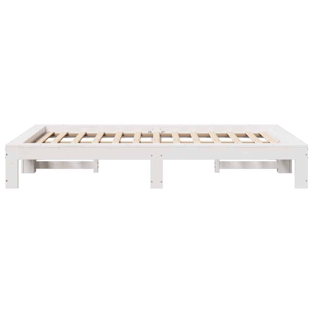 Bed Frame Without Mattress White 120X190 Cm Small Double Solid Wood Pine