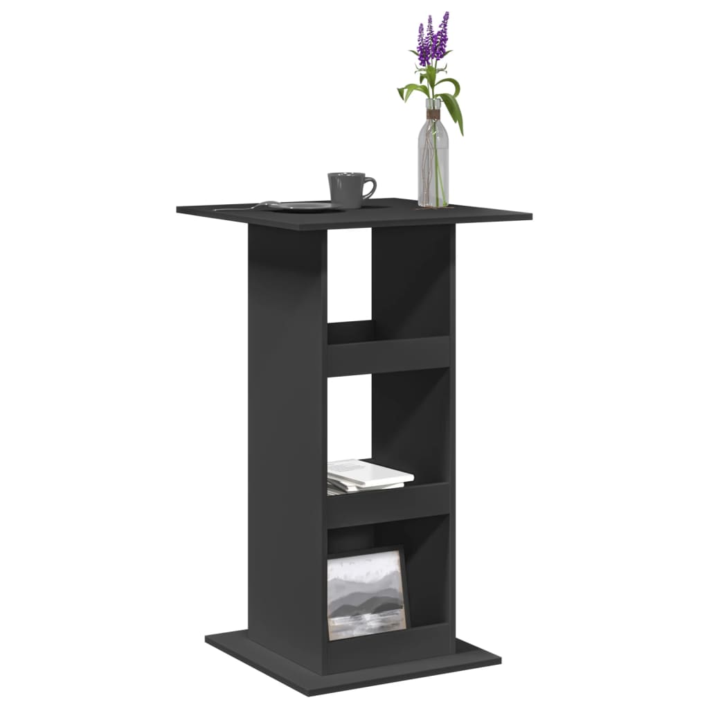 Bar Table With Storage Black 60X60X102 Cm Engineered Wood