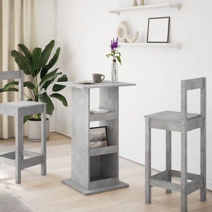 Bar Table With Storage Concrete Grey 60X60X102 Cm Engineered Wood