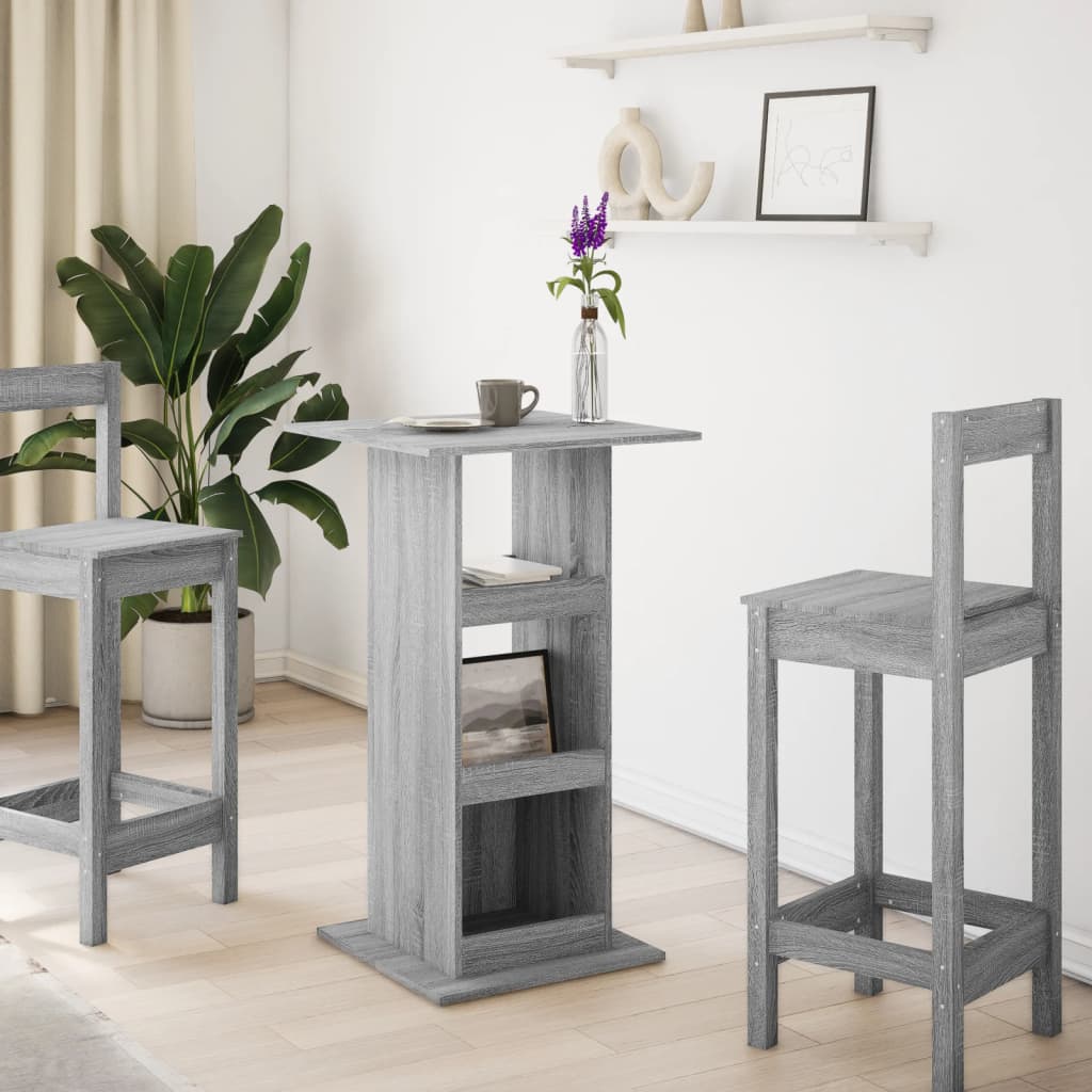 Bar Table With Storage Grey Sonoma 60X60X102 Cm Engineered Wood