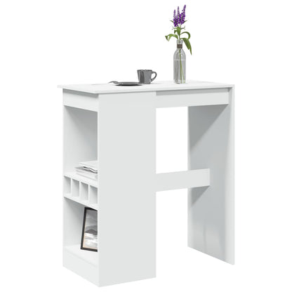 Bar Table With Racks White 90X47.5X103.5 Cm Engineered Wood