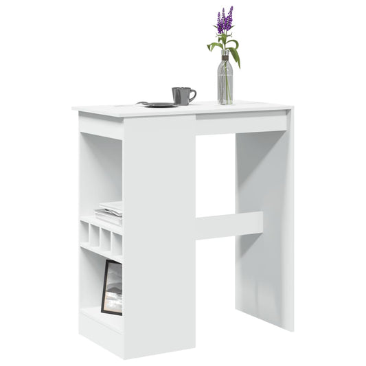 Bar Table With Racks White 90X47.5X103.5 Cm Engineered Wood