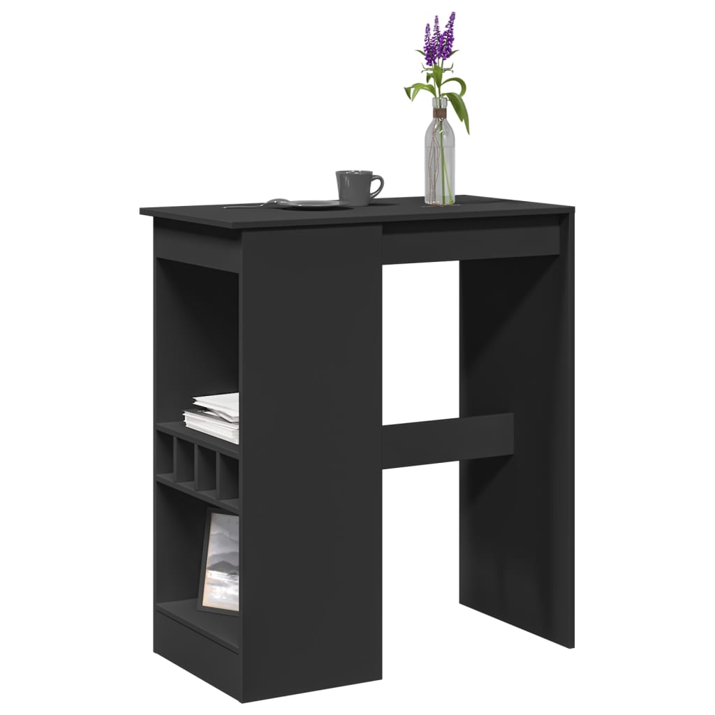 Bar Table With Racks Black 90X47.5X103.5 Cm Engineered Wood