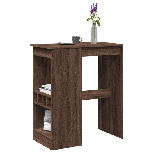 Bar Table With Racks Brown Oak 90X47.5X103.5 Cm Engineered Wood