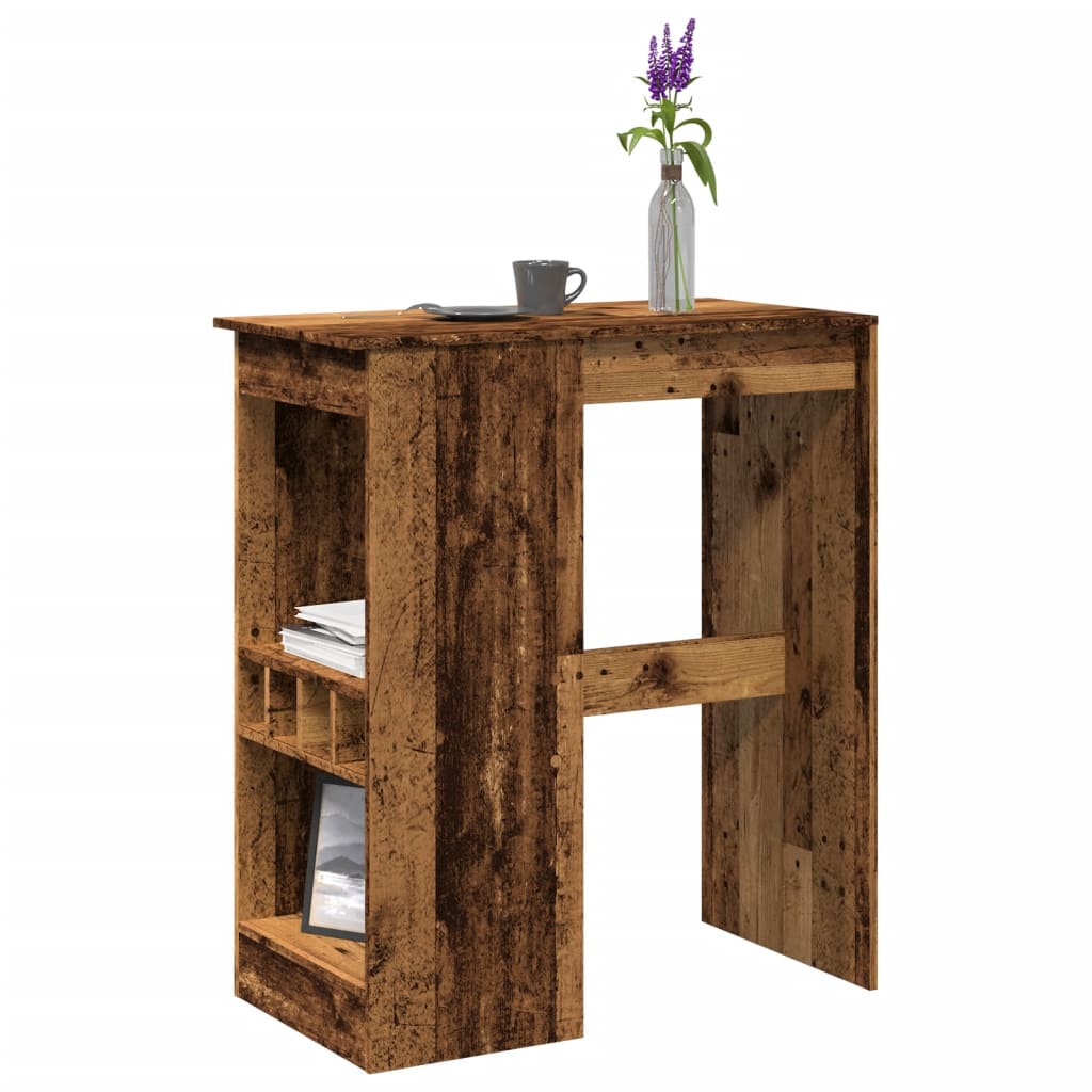 Bar Table With Racks Old Wood 90X47.5X103.5 Cm Engineered Wood