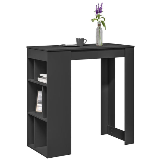 Bar Table With Racks Black 102X50X103.5 Cm Engineered Wood