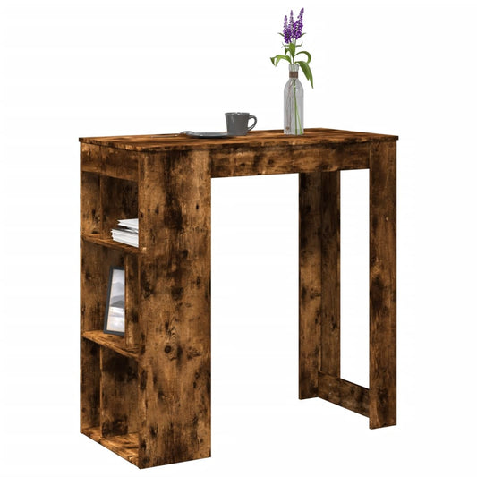 Bar Table With Racks Smoked Oak 102X50X103.5 Cm Engineered Wood