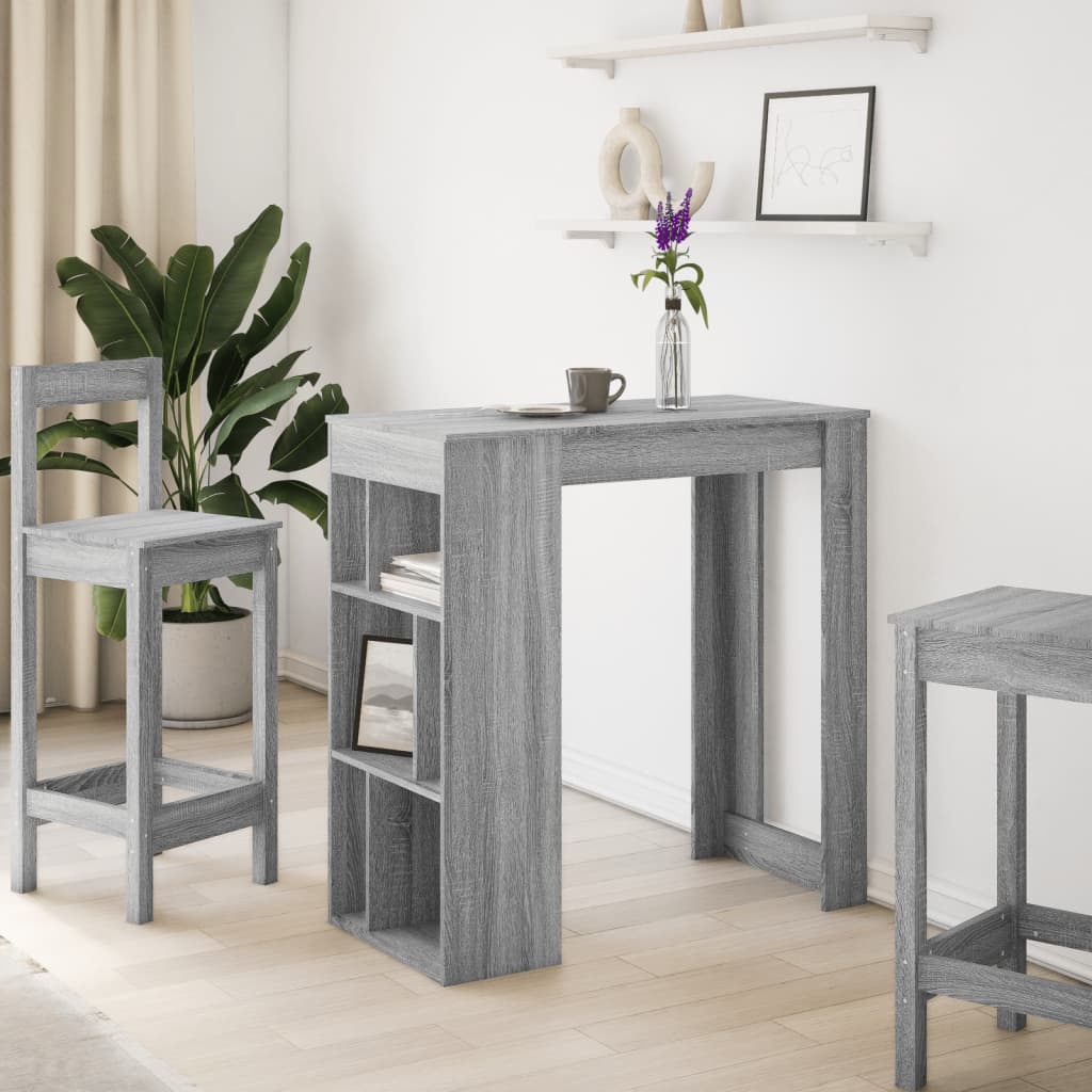 Bar Table With Racks Grey Sonoma 102X50X103.5 Cm Engineered Wood