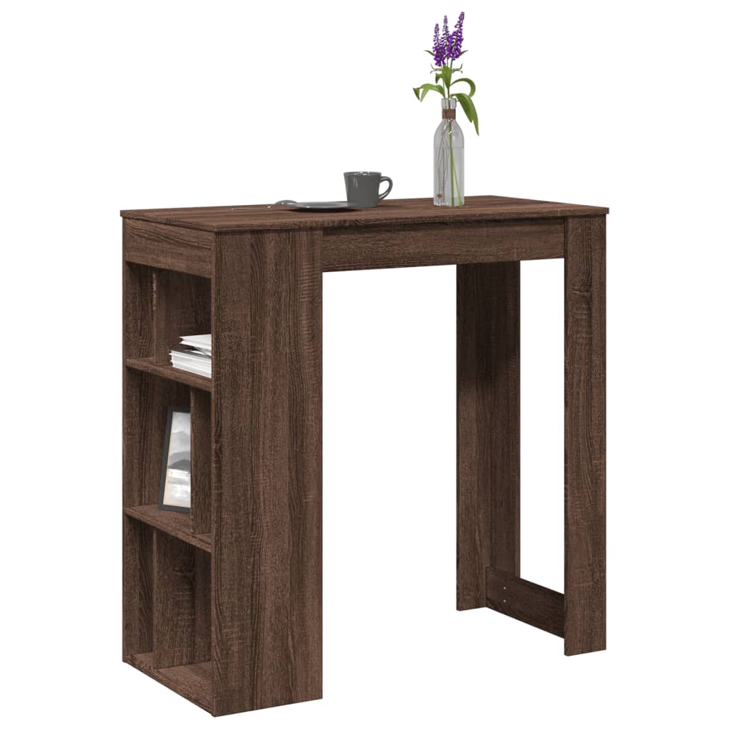 Bar Table With Racks Brown Oak 102X50X103.5 Cm Engineered Wood