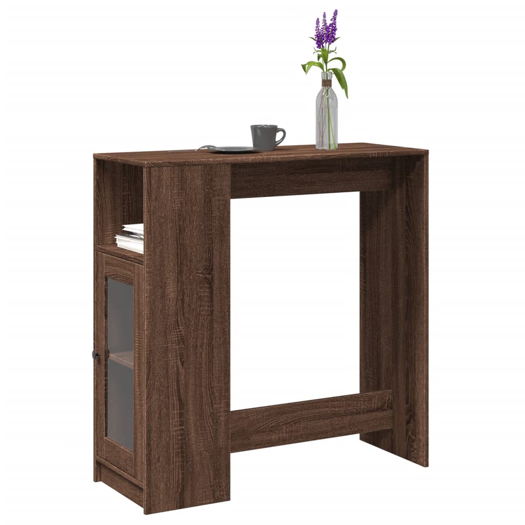 Bar Table With Racks Brown Oak 101X40X103.5 Cm Engineered Wood