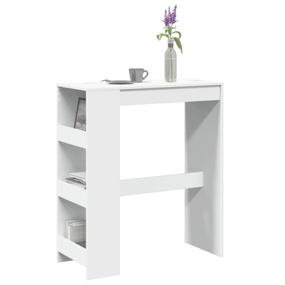 Bar Table With Racks White 90X40X103.5 Cm Engineered Wood