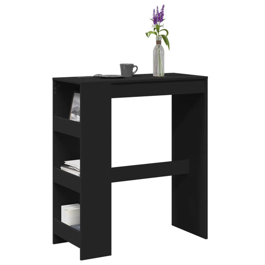 Bar Table With Racks Black 90X40X103.5 Cm Engineered Wood