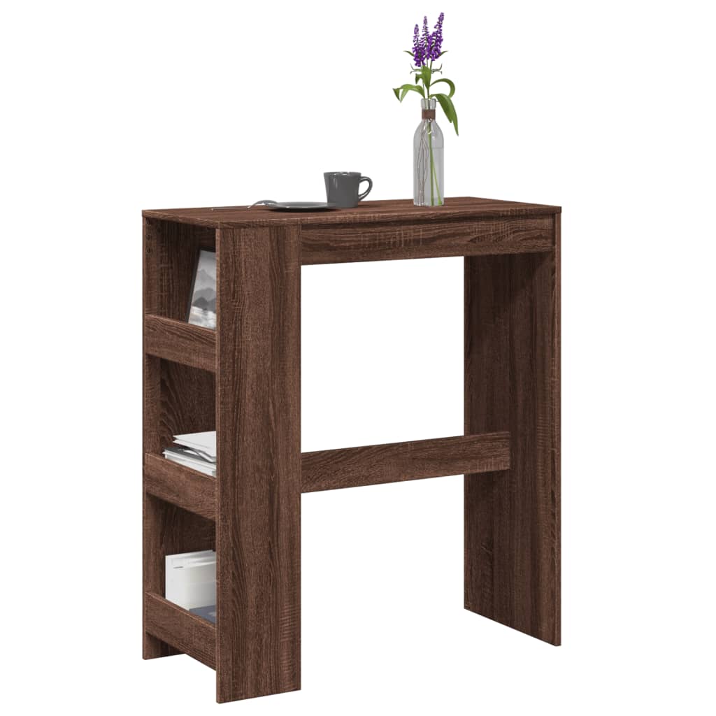 Bar Table With Racks Brown Oak 90X40X103.5 Cm Engineered Wood