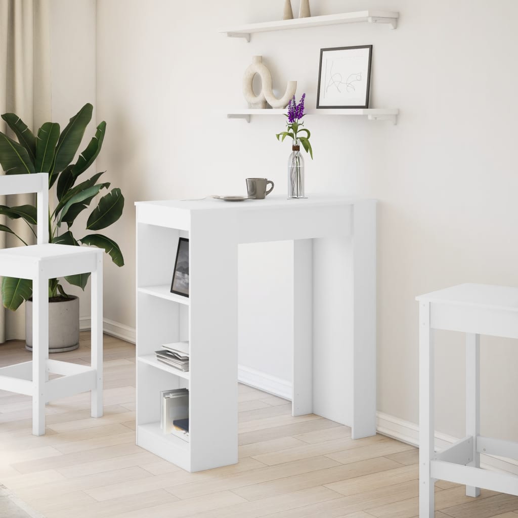 Bar Table With Racks White 95X47X103.5 Cm Engineered Wood