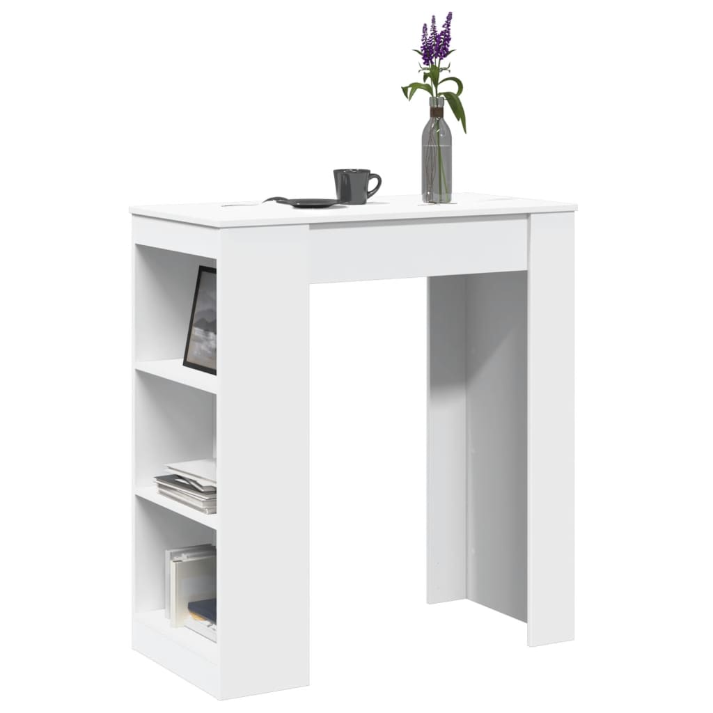 Bar Table With Racks White 95X47X103.5 Cm Engineered Wood