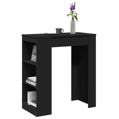 Bar Table With Racks Black 95X47X103.5 Cm Engineered Wood