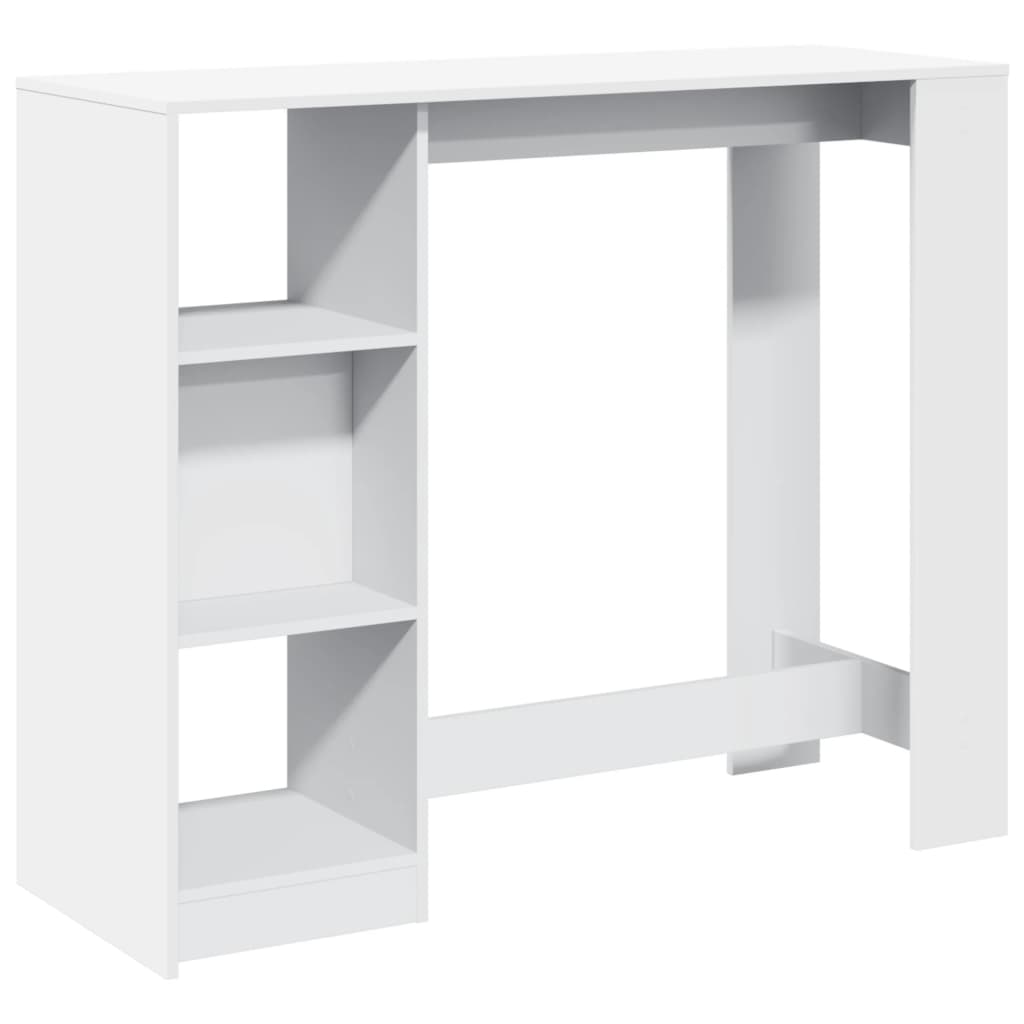 Bar Table With Shelf White 124X46X103.5 Cm Engineered Wood