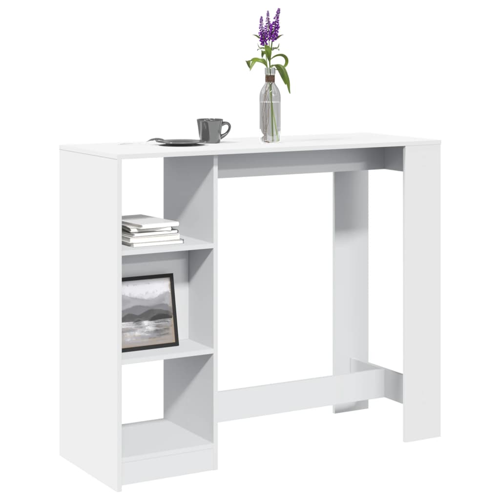 Bar Table With Shelf White 124X46X103.5 Cm Engineered Wood