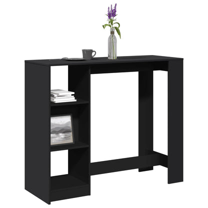 Bar Table With Shelf Black 124X46X103.5 Cm Engineered Wood