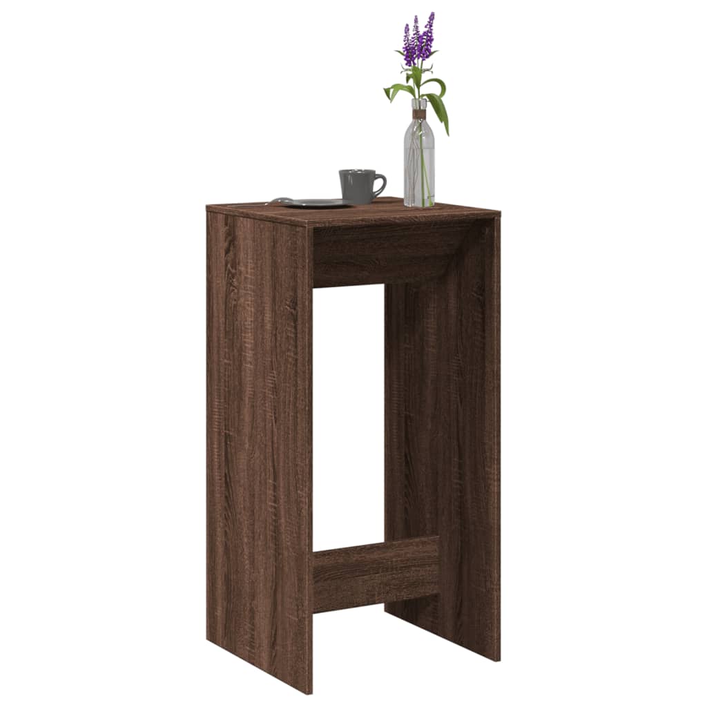 Bar Table Brown Oak 51X50X103.5 Cm Engineered Wood