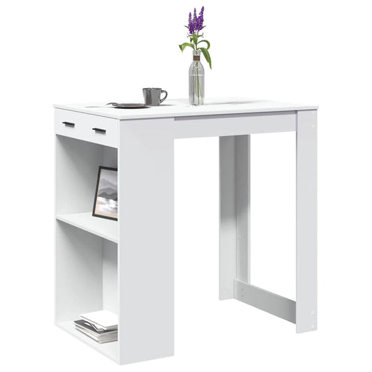 Bar Table White 102X70X103.5 Cm Engineered Wood