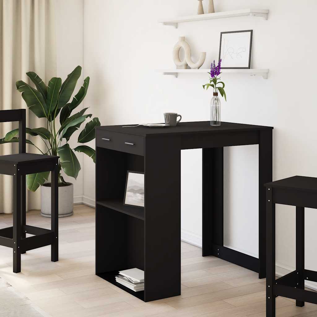 Bar Table Black 102X70X103.5 Cm Engineered Wood