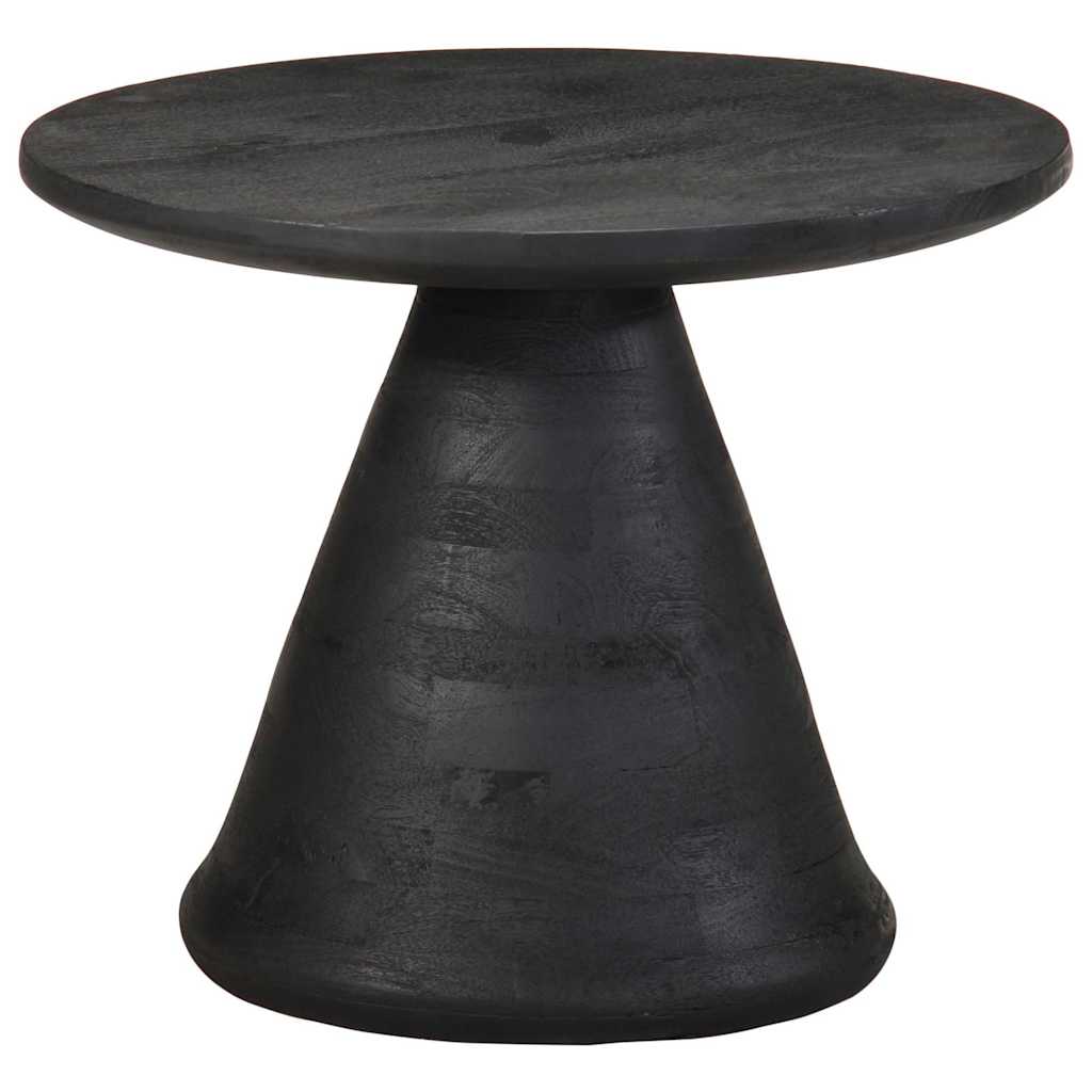 Side Table Black Ø50X40 Cm Solid Wood Mango