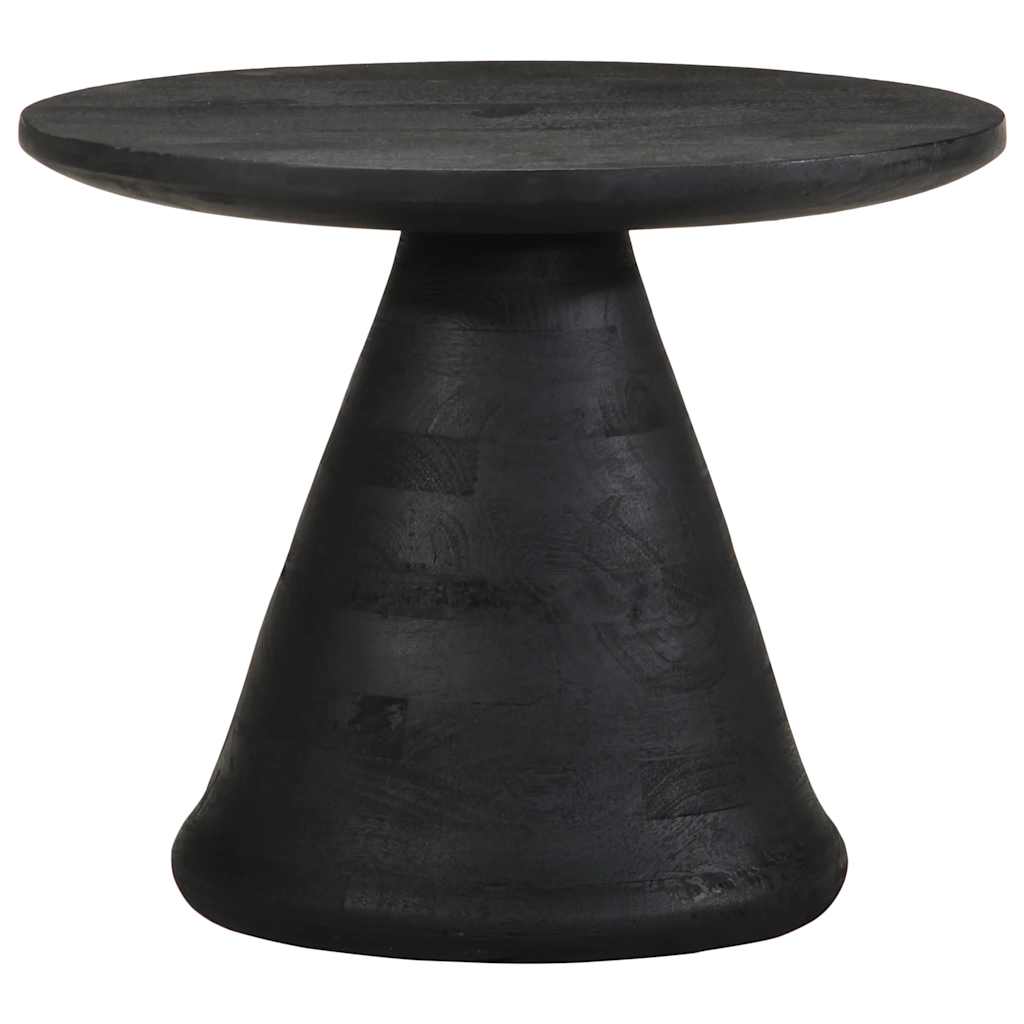 Side Table Black Ø50X40 Cm Solid Wood Mango